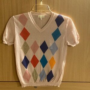 DELPOZO Colorful Argyle Sweater Top